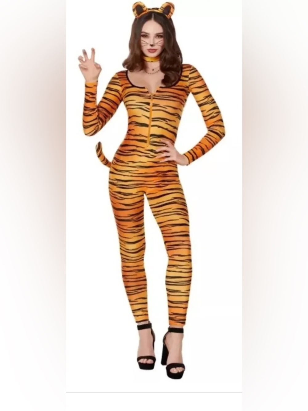 Sexy Tiger Print Catsuit Costume Size XS